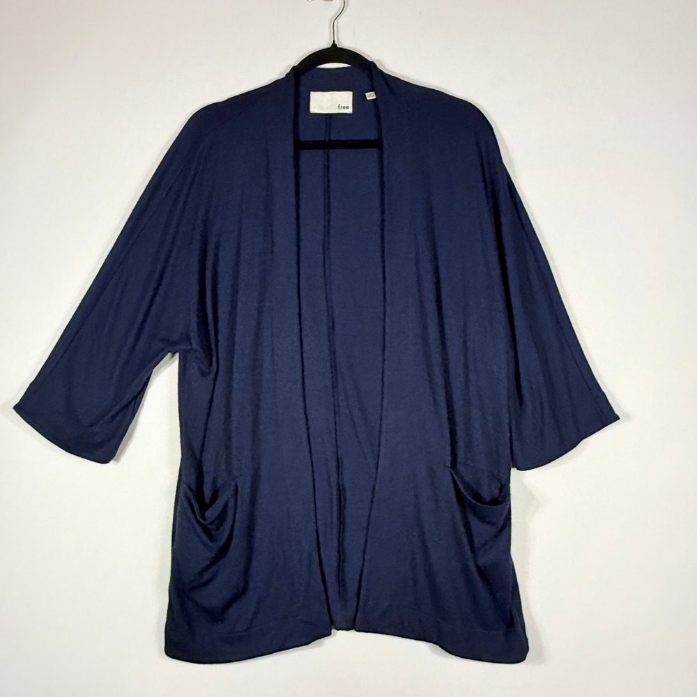 Wilfred Free‎ Cardigan Womens Medium Blue Kimono Sleeve Coastal Casual Travel